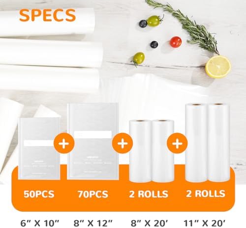 Food saver vacuum sealer bags rolls, Multiple Sizes, Box Storage,Less Waste
