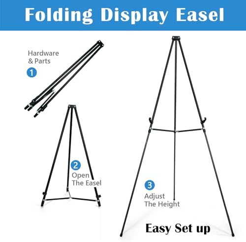 Falling in Art 70" Adjustable Aluminum Display Easel Stand, Holds 20 lbs