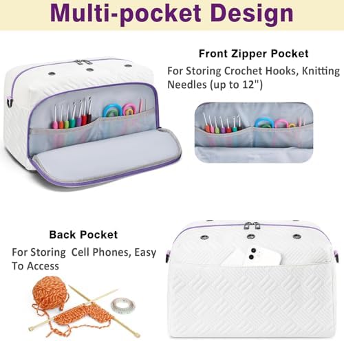 IBFUN Crochet Yarn Knitting Bag Organizer for Knit Accessories Hooks
