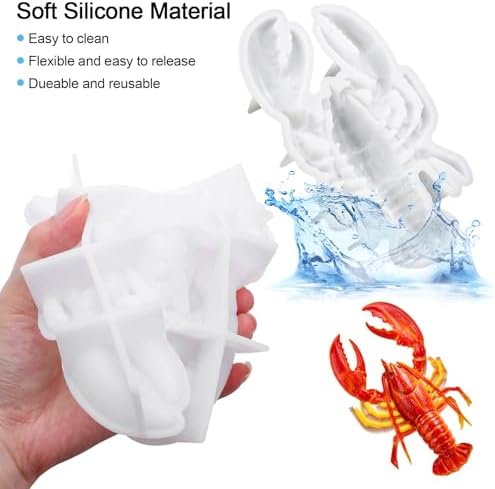 3D Lobster Silicone Mold for Epoxy/UV Resin Casting DIY Craft Art Decors