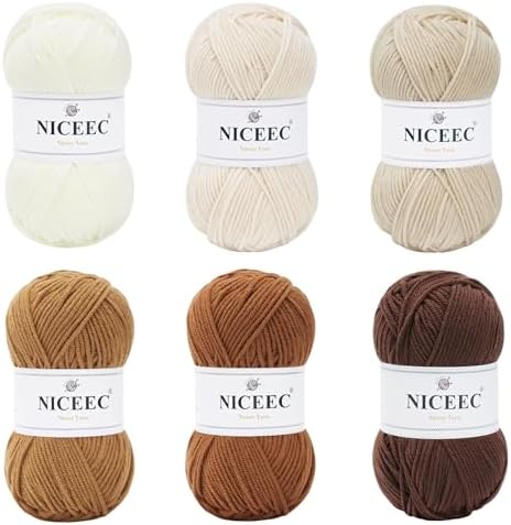 NICEEC 300g Soft Assorted Colors Yarn 100% Acrylic 870yds -Series 15
