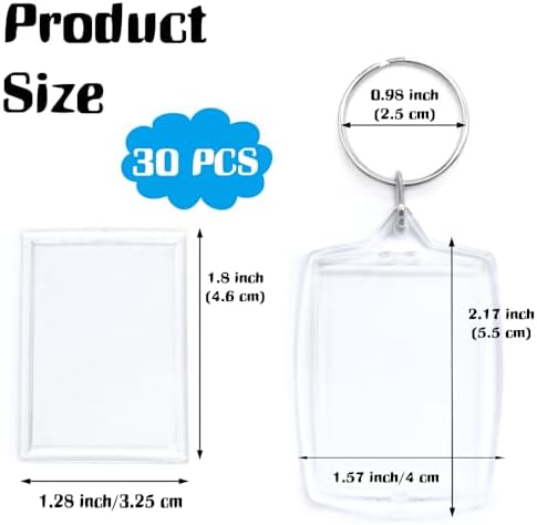 Baaxxango Acrylic Photo Frame Keyring,Clear Picture Keychain as Gift | Picture Insert Blank Keyring,Suit for Artwork,Photocard Holder,DIY Craft