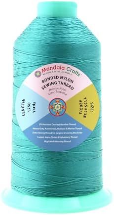 Mandala Crafts Size 138 420D T135 Turquoise Bonded Nylon Thread, 1250 YDs
