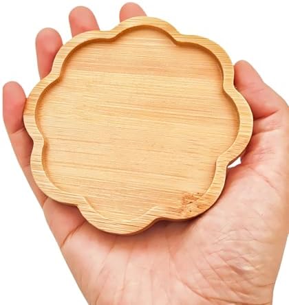 4PCS Mosaic Bamboo Coasters for Crafts, Blank Base Trays, Drinking Cup Coaster, Plant Coaster, Art Plate,DIY Mosaic Supplies (Eight-Petal)