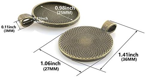 Lind Kitchen 25pcs Round Bezel Pendant Trays Setting Cabochon Blank Base for DIY Crafting Photo Jewelry Findings Making Accessories 25mm