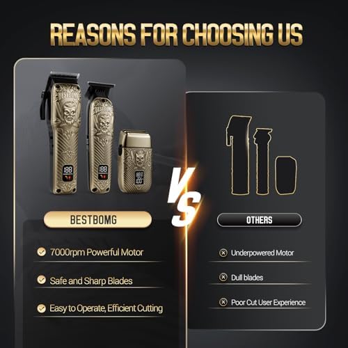 BESTBOMG® Hair Clippers for Men, Clipper, Trimmer & Shaver Set, BS-808DR