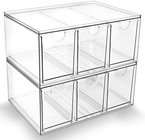 Prsildan Tea Bag Organizer K Cup Holder Drawer Coffee Pods Storage, 2 Pack