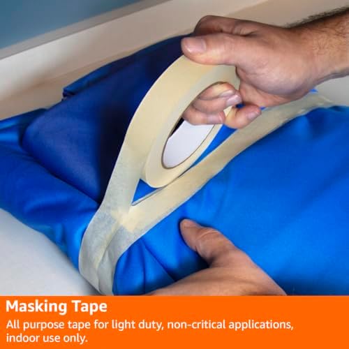 Amazon Basics Masking Tape for Light Duty Applications, Labeling, Easy Removal, Tears by Hand, 0.94" x 180', Beige, 6 Rolls