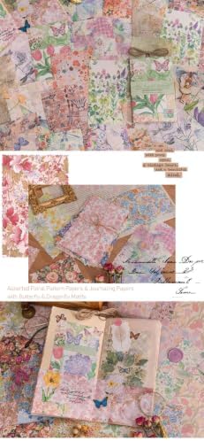 380 Sheets Vintage Scrapbook Paper Pack with Black Rose PET Stickers