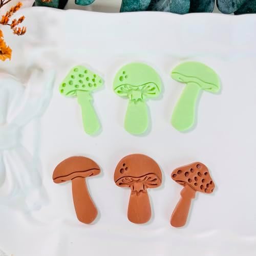 Xaekicr 3pcs Mushroom Clay Cutters – Polymer Clay Cutters for Earrings, Textured Clay Molds, Clay Tools for Polymer Clay Jewelry Making