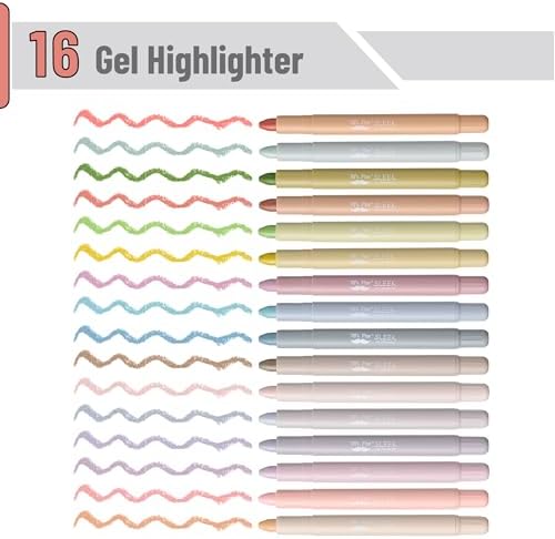 Mr. Pen- No Bleed Gel Highlighters, Soft & Muted Colors, 16 Pack