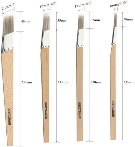 King Origin Trim Paint Brushes Set of 4-0.25" 0.5" 0.7" 1" Slant