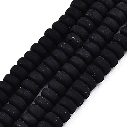 Beadthoven 10 Strands 6mm Vinyl Clay Heishi Beads Black Rondelle Flat Round Disc Polymer Clay Beads Loose Handmade Spacers for DIY Necklace Surfer Bracelet Jewelry Making Supplies 3mm Thick Adult
