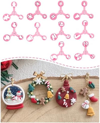 Keoker Mini Polymer Clay Cutters Christmas, 10 Shapes Christmas Clay Cutters for Polymer Clay Jewelry 3 Sizes(Micro. Mini, Small), Decoration to Make Winter Earrings