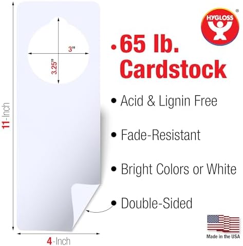 Hygloss Cardstock Door Knob Hanger Blank White for Crafts - 12 Pcs - for Easy Decorate/Write-On - Bulk Doorknob Hangers for Craft, DIY Blank Doorknob Sign Projects
