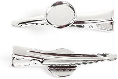 JGFinds Silver Tone Barrette Hair Clips with Cabochon Setting for DIY Crafts & Accessories, 20 Pack for Arts & Crafts