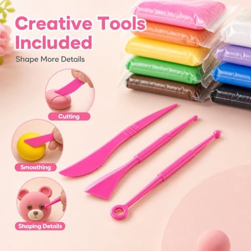 Air Dry Clay Kit for Kids – 36 Colors Non-Toxic Soft Modeling Clay Set