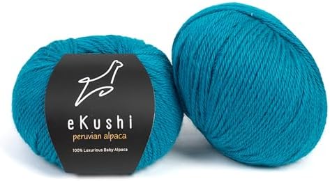 100% Baby Alpaca Yarn for Knitting & Crocheting - Set of 2 Skeins of Premium Yarn DK - Lightweight, Hypoallergenic & Thermal Peru Made - Ideal for Delicate Projects (BL120 - Peacock Blue)
