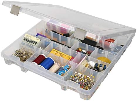 ArtBin 9101AB Super Satchel Slim with Removable Dividers, Art & Craft Organizer, [1] Plastic Storage Case, Clear, Divided Compartments
