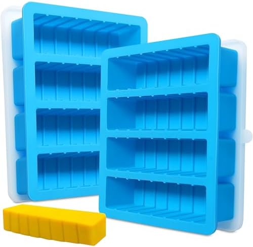 Sidosir 2PCS Butter Silicone Mold with Lid, Non-Stick Butter Mold Tray with Measurements for Homemade Butter, Butters Mold for Chocolate Making and Cakes Baking