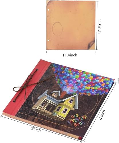 Our Adventure Book 12x12 Inch,Scrapbook Album Large Handmade Travel Scrapbook 60 Pages DIY Album for Anniversary,Wedding,Travelling,Writing,Baby,Friends,Family,Couple Gifts (12in-Up House)