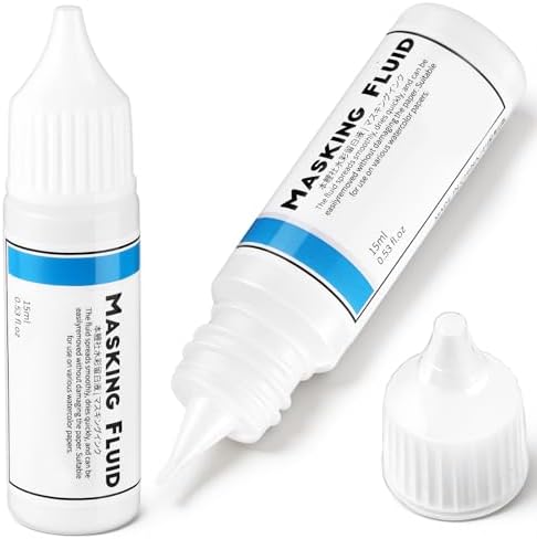 Feifeiya 2 Pcs Masking Fluid for Watercolor Painting, 15ml Capacity, White