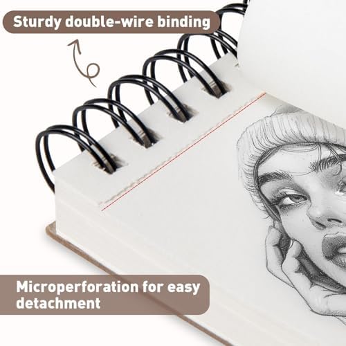 Umriox Sketch Pads for Drawing, 9" x 12" Sketchbook, 2-Pack | Acid-Free Drawing Paper, 100 Sheets Each Pad, Spiral Bound, Art Supplies for Artists, Students, School Sketching & Projects