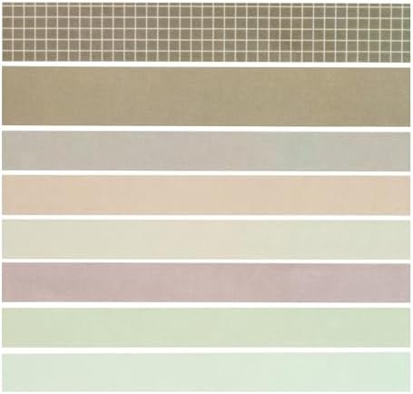 YUBBAEX 8 Rolls Basic Washi Tape Set Solid Color Grid Masking Decorative Tapes for Arts, DIY Crafts, Journals, Planners, Scrapbooking, Wrapping (Blueston)