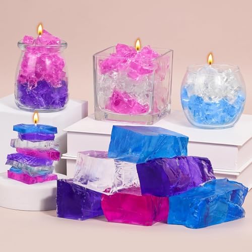 Blingfun Clear Wax for Candle Making-DIY Aromatherapy Candle Making Gel raw Materials, can add Dried Flowers/Fragrance, smokeless Safe Candle Materials, Birthday Christmas Gift Decoration (Blue)