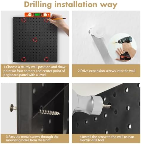FZK Modular Plastic Peg Board Wall Organizer Kit, 16x16, Black