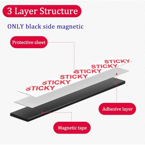 Towjug Sticky Magnetic Tape for Crafts & DIY, 20ft x 1/2in (Pack of 3)