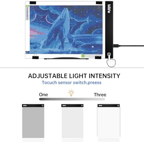B4 LED Light Pad - Upgraded Diamond Art Light Box Dimmable Tracing Light Board, Sketching, Animation, Drawing Light Box with 4 Fasten Clips