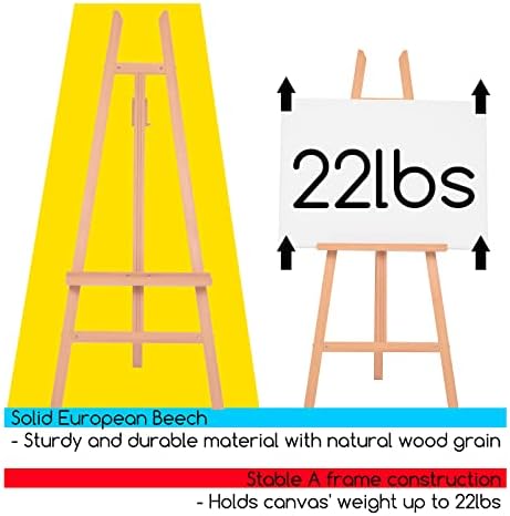 MEEDEN Art Easel Stand for Display - Adjustable Beech Wood Floor Easels for Painting, Holding Canvas up to 60", Ideal for Artist, Adults Painting Canvas, Drawing, Signs - Middle