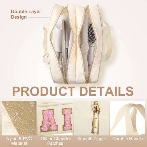 Pinkunn Hair Tool Travel Bag Tools Large Travel Case, Cream White
