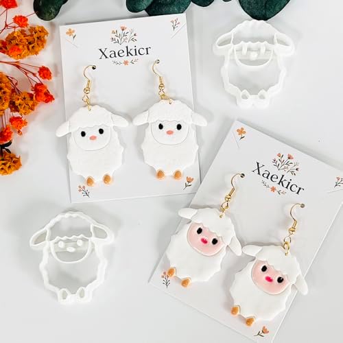 Xaekicr Cute Sheep Polymer Clay Cutters Set – Animal Clay Earring Cutters for Polymer Clay Jewelry Making – Clay Tools & Molds for DIY Crafts