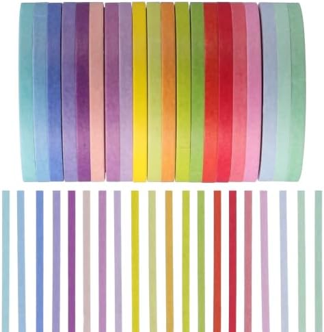 YUXIANLB 20 Rolls Rainbow Wash Slim Tape, Decorative Colorful Pastel Skinny Thin Decorative Craft Tapes Set for Kids Journal DIY Planner Scrapbook Planners Craft Art Supplies