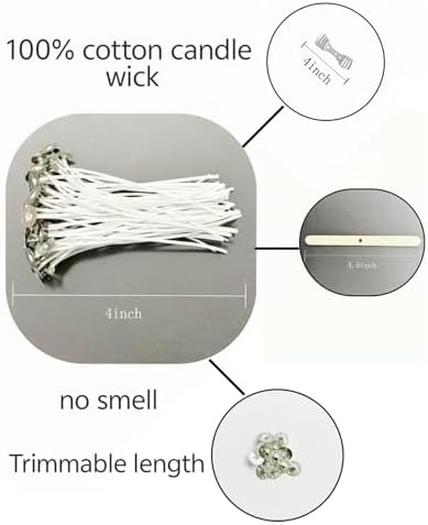 100Pcs Candle Wicks 4 Inch,100pcs Candle Wick Stickers,Candle Wick Centering Device,20 Pcs Metal Sustainer Tabs,5pcs Candle Wick Holder Materiales para Hacer Velas