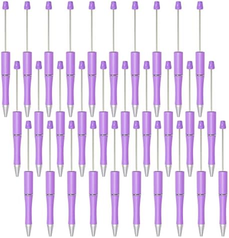 30Pcs Purple Beadable Pens Beaded Ballpoint Pens Bulk for DIY Writing