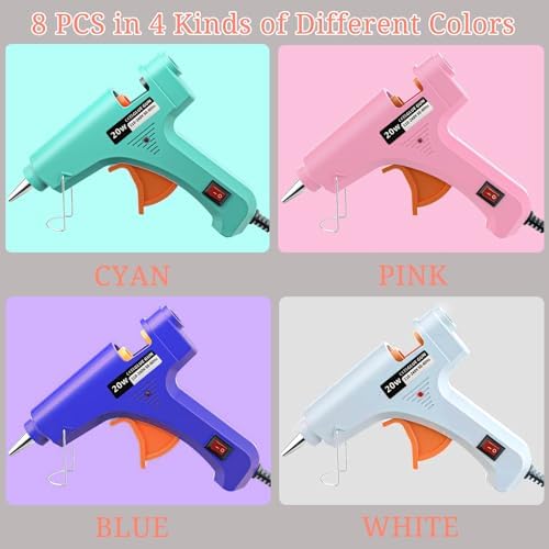 Mini Hot Glue Gun 8 Pack for Crafts with 40 Sticks Melt Glue Gun Arts Craft