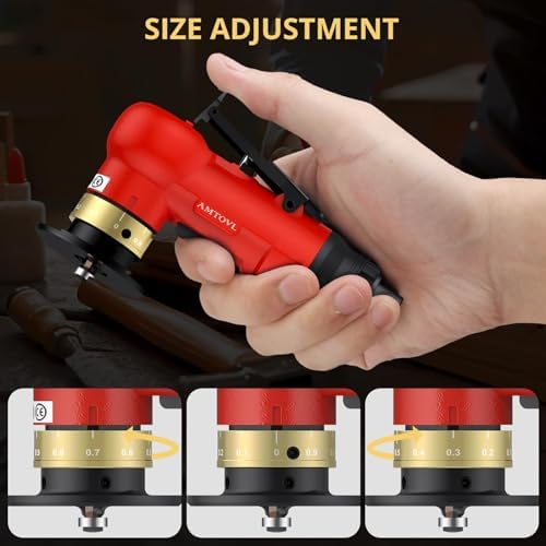 AMTOVL Pneumatic Chamfering Tool, Mini Air Chamfer Tool W/ 10C & 10R Blades | Chamfer Tool with 10 C-Angle & 10 R-Angle Blades, 45° 30000 RPM Chamfering Tool for Metal and Wood with 1/4" Air Inlet