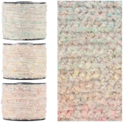 Artisanal Yarn Collection Multifiber Fancy Yarn for Knitting Crocheting Crafts DIY, Set of 3 Rolls(110 Macaron Velvet Yarn)