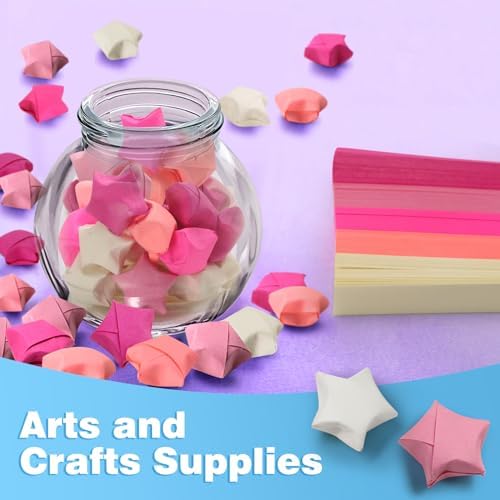 FoDau770 Solid Color Star Paper Strips - 1080 Sheet, Pink Series
