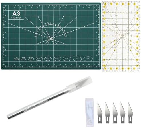12x18in Self Healing Cutting Mat Kit with Ruler & Knife, for Sewing DIY
