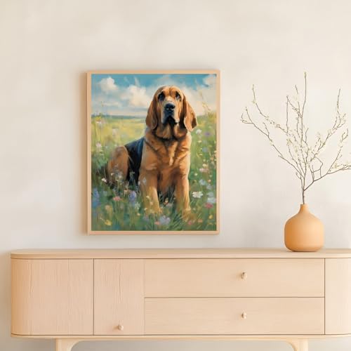 ZUVRDIAI Paint by Numbers Kits for Adults Bloodhound Dog Animal DIY Oil Painting Art Home Wall Decoration Gift 16x20 Inch
