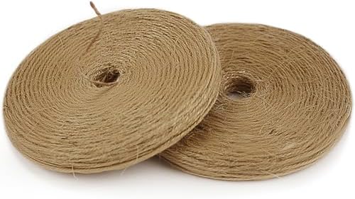 PerkHomy 1200 Feet (2Pcs*600ft) Jute Twine String for Crafts Gift Wrapping Packing Gardening Crochet Knitting Macrame Decor (Brown 600ft*2pcs Pie-Shaped)