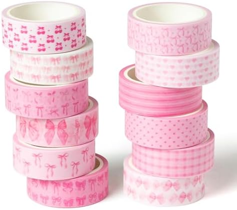 Pink Bow Washi Tape Trendy Cherry Preppy Aesthetic Decorative