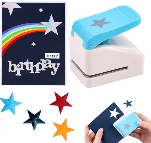 Star Hole Punch, 1.4 inch Star Paper Punch, 3D Embossing Lucky Stars Paper Cutter Puncher Lever Craft Punches Score Tools for Scrapbooking Crafting Journaling Craft DIY Card Making Arts Supplies