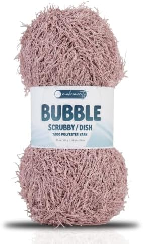 Makromecity Bubble Scrubby Yarn - 100% Premium Polyester Yarn for Crocheting and Knitting - 3.5 Oz (100g), 98 Yds (90m) - Ideal for Dishcloths, Crafting & Bath Washcloths (Dusty Rose, 1 Skein)
