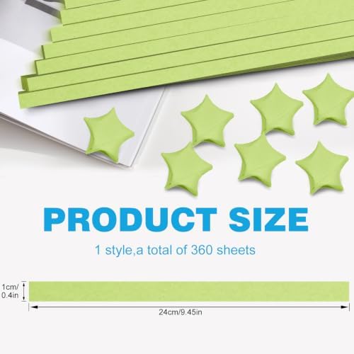 FoDau770 Solid Color Star Paper Strips - 360 Sheet, Light Green