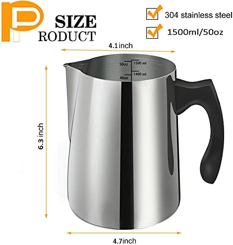 BBAXI Candle Making Pouring Pot, 1500 ML/50 OZ Candle Pouring Pitcher, 304 Stainless Steel Candle Making Pitcher with Heat-Resistant Handle and Dripless Pouring Spout Design (Pack of 2)